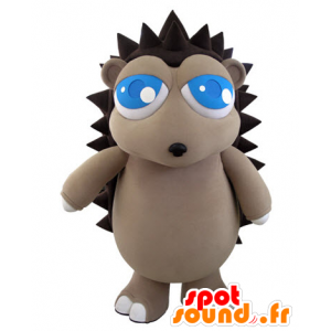 Mascot grau und braun Igel mit hübschen blauen Augen - MASFR031062 - Maskottchen-Igel