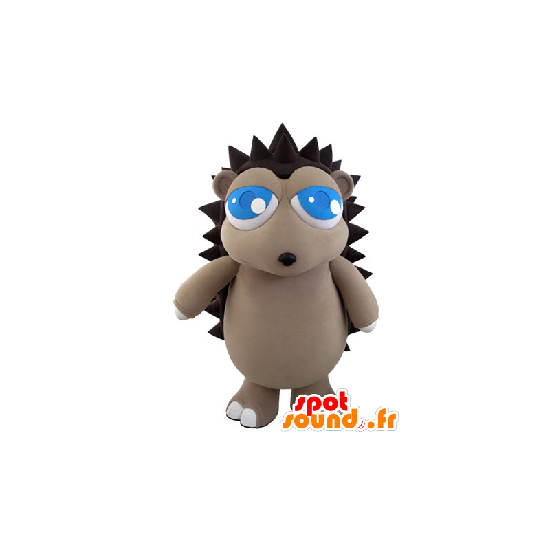 Mascot grau und braun Igel mit hübschen blauen Augen - MASFR031062 - Maskottchen-Igel