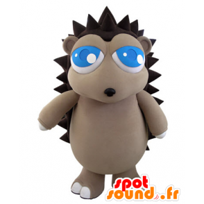 Mascotte grigio e riccio marrone con begli occhi azzurri - MASFR031062 - Mascotte Hedgehog