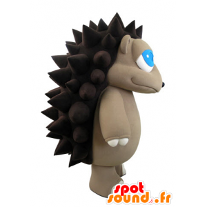 Mascotte de hérisson gris et marron avec de jolis yeux bleus - MASFR031062 - Mascottes Hérisson