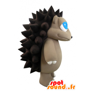 Mascotte grigio e riccio marrone con begli occhi azzurri - MASFR031062 - Mascotte Hedgehog