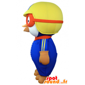 Hvit fugl maskot, kledd i fargerike antrekk flyger - MASFR031063 - Mascot fugler