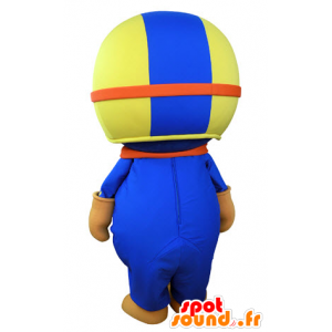 Witte vogel mascotte, gekleed in kleurrijke kleding aviator - MASFR031063 - Mascot vogels