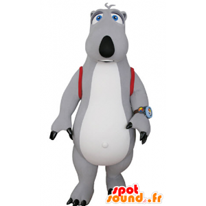 Grigio e bianco mascotte orso con una borsa - MASFR031064 - Mascotte orso