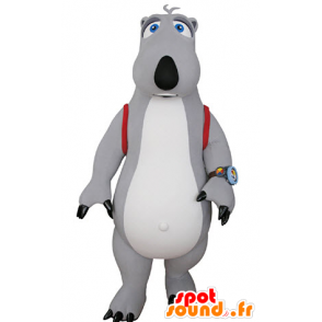 Grigio e bianco mascotte orso con una borsa - MASFR031064 - Mascotte orso