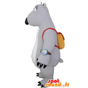 Grigio e bianco mascotte orso con una borsa - MASFR031064 - Mascotte orso