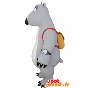 Gray and white bear mascot with a satchel - MASFR031064 - Bear mascot