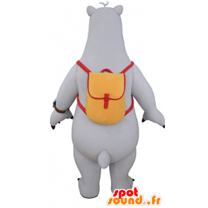 Mascotte d'ours gris et blanc avec un cartable - MASFR031064 - Mascotte d'ours