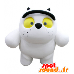 Bianco mascotte gatto e scuro, paffuto e carino - MASFR031068 - Mascotte gatto