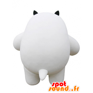 Witte kat mascotte en zwart, mollig en schattig - MASFR031068 - Cat Mascottes