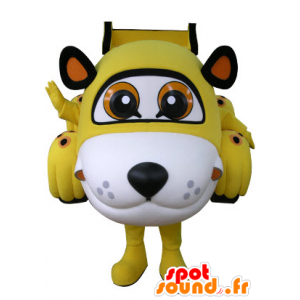 A forma di auto mascotte tigre giallo, bianco e nero - MASFR031072 - Mascotte tigre