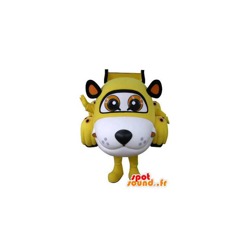 Mascotte de voiture en forme de tigre jaune, blanc et noir - MASFR031072 - Mascottes Tigre