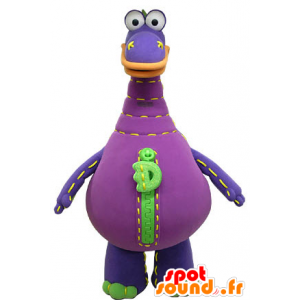 Roxo dragão mascote, verde e laranja, gigante - MASFR031073 - Dragão mascote