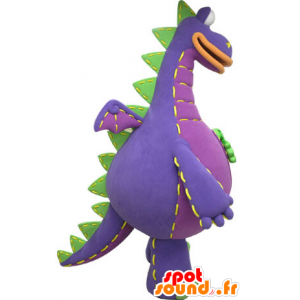 Purple dragon mascot, green and orange, giant - MASFR031073 - Dragon mascot