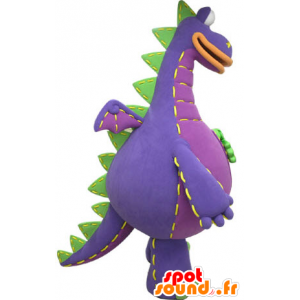 Roxo dragão mascote, verde e laranja, gigante - MASFR031073 - Dragão mascote