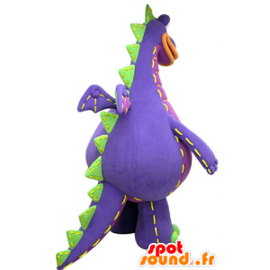 Dragón púrpura mascota, verde y naranja, gigante - MASFR031073 - Mascota del dragón