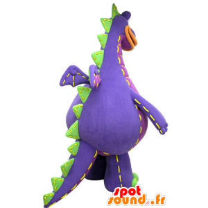 Purple dragon mascot, green and orange, giant - MASFR031073 - Dragon mascot