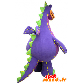 Purple dragon mascot, green and orange, giant - MASFR031073 - Dragon mascot