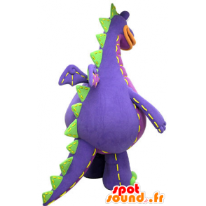 Roxo dragão mascote, verde e laranja, gigante - MASFR031073 - Dragão mascote