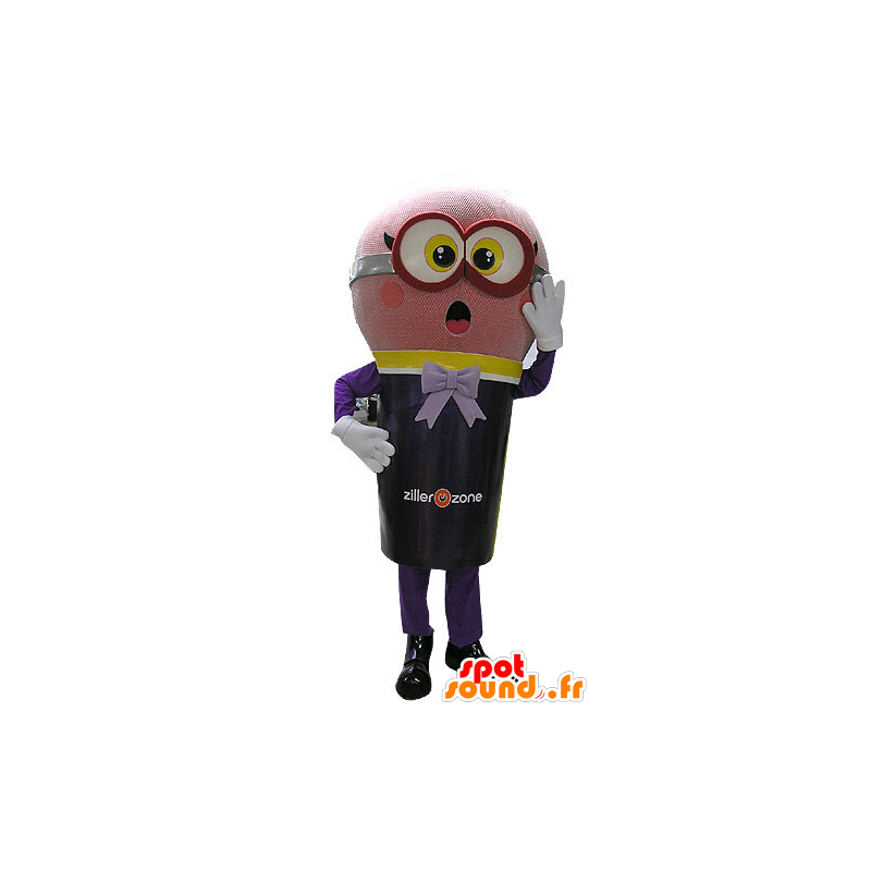 Mascot micro-rosa e gigante negro com espanto - MASFR031078 - objetos mascotes