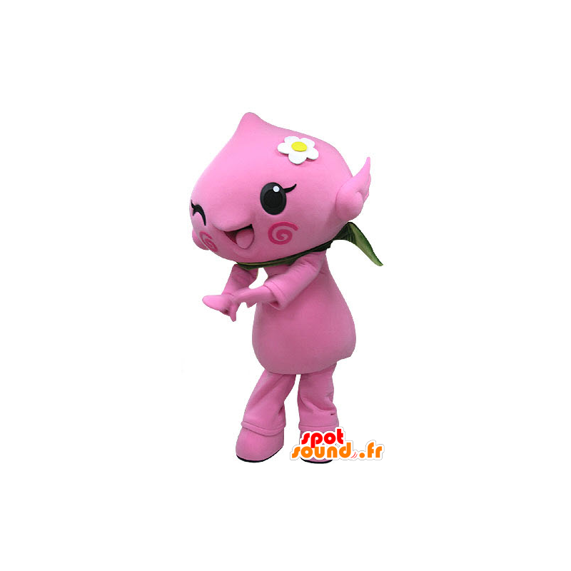 Różowa maskotka mężczyzna. różowy kwiat Mascot - MASFR031081 - Mężczyzna Maskotki
