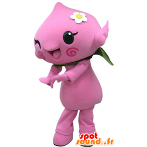 Mascotte de bonhomme rose. Mascotte de fleur rose - MASFR031081 - Mascottes Homme