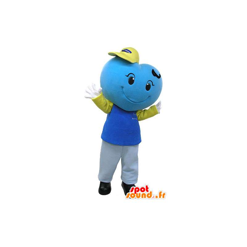 Cuore blu mascotte, gigante e sorridente - MASFR031082 - Mascotte non classificati