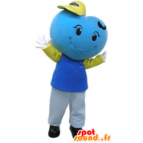 Cuore blu mascotte, gigante e sorridente - MASFR031082 - Mascotte non classificati