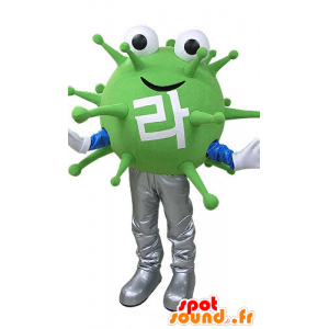 Mascot vírus monstro verde. mascote extraterrestre - MASFR031085 - mascotes monstros