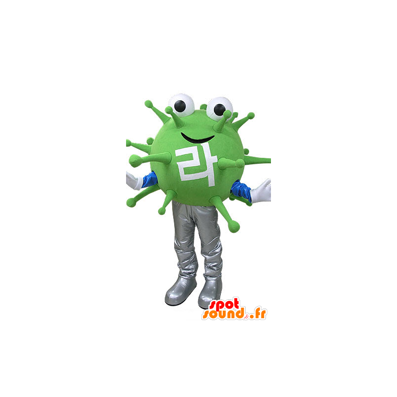 Mascot vírus monstro verde. mascote extraterrestre - MASFR031085 - mascotes monstros