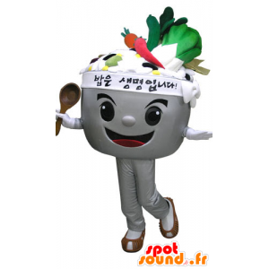 Mascotte ciotola piena di verdure. zuppa di Mascot - MASFR031089 - Mascotte di verdure