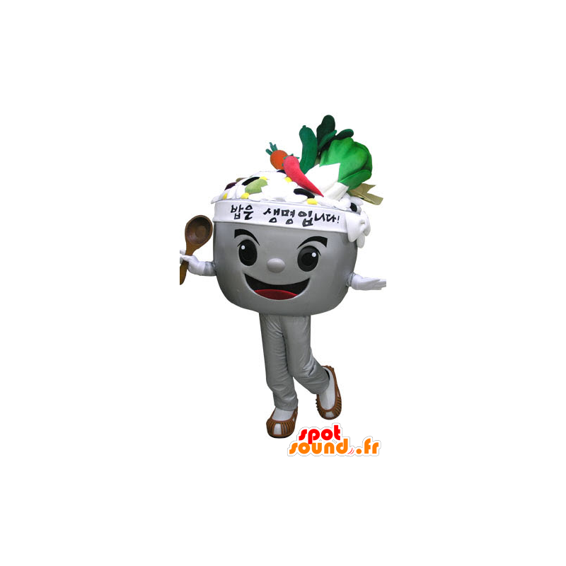 Mascotte ciotola piena di verdure. zuppa di Mascot - MASFR031089 - Mascotte di verdure