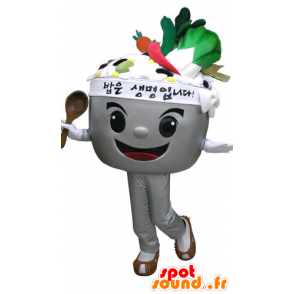 Mascot Schüssel gefüllt mit Gemüse. Mascot Suppe - MASFR031089 - Maskottchen von Gemüse
