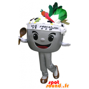 Mascotte ciotola piena di verdure. zuppa di Mascot - MASFR031089 - Mascotte di verdure