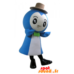 Mascot blauw en wit man, en al glimlach - MASFR031092 - man Mascottes