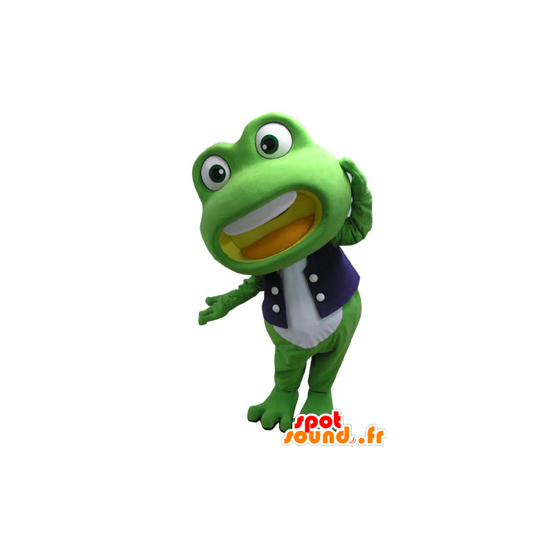 Mascot grünen und weißen Frosch, Riese - MASFR031095 - Maskottchen-Frosch