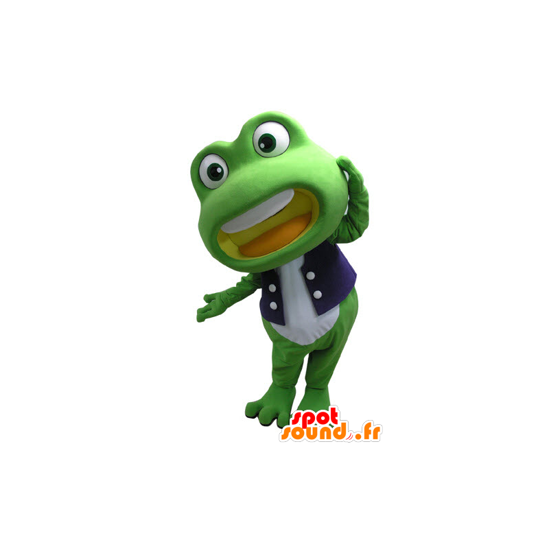 Maskotka zielony i biały żaba, olbrzym - MASFR031095 - żaba Mascot