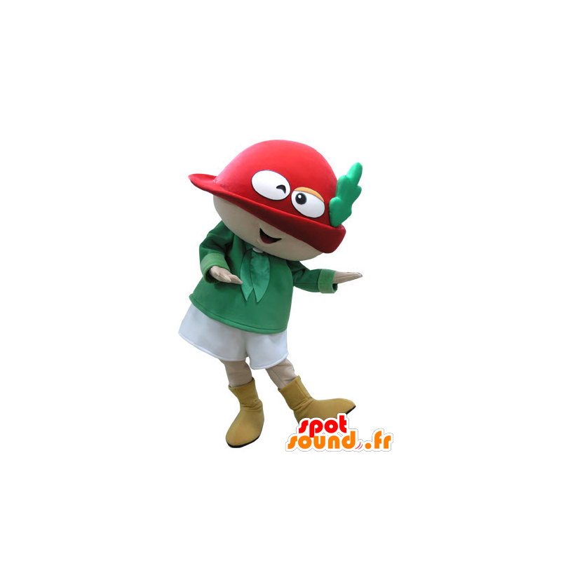 Sneeuwman mascotte, groen en rood elf met een hoed - MASFR031097 - man Mascottes