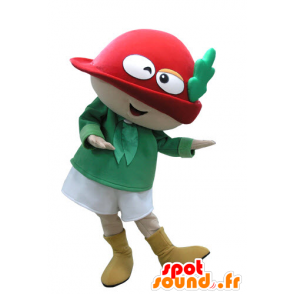 Sneeuwman mascotte, groen en rood elf met een hoed - MASFR031097 - man Mascottes