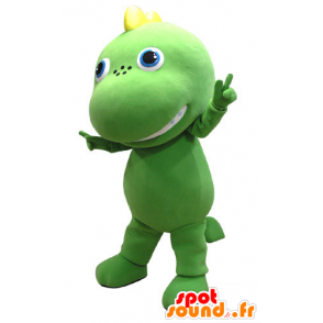 Groen en geel draak mascotte, reus en schattig - MASFR031098 - Dragon Mascot