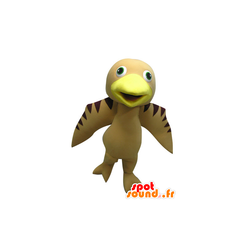 Mascot μπεζ πουλί, καφέ και κίτρινα - MASFR031099 - μασκότ πουλιών