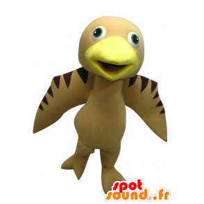 Mascot pássaro bege, marrom e amarelo - MASFR031099 - aves mascote