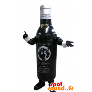 Schwarze und weiße Flasche Maskottchen. Eine Flasche Wein - MASFR031101 - Maskottchen-Flaschen