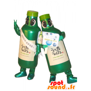 2 mascottes de flacons verts. 2 mascottes de bouteilles - MASFR031107 - Mascottes d'objets