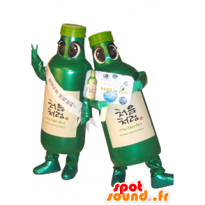 2 maskotar av gröna flaskor. 2 flaskmaskoter - Spotsound maskot
