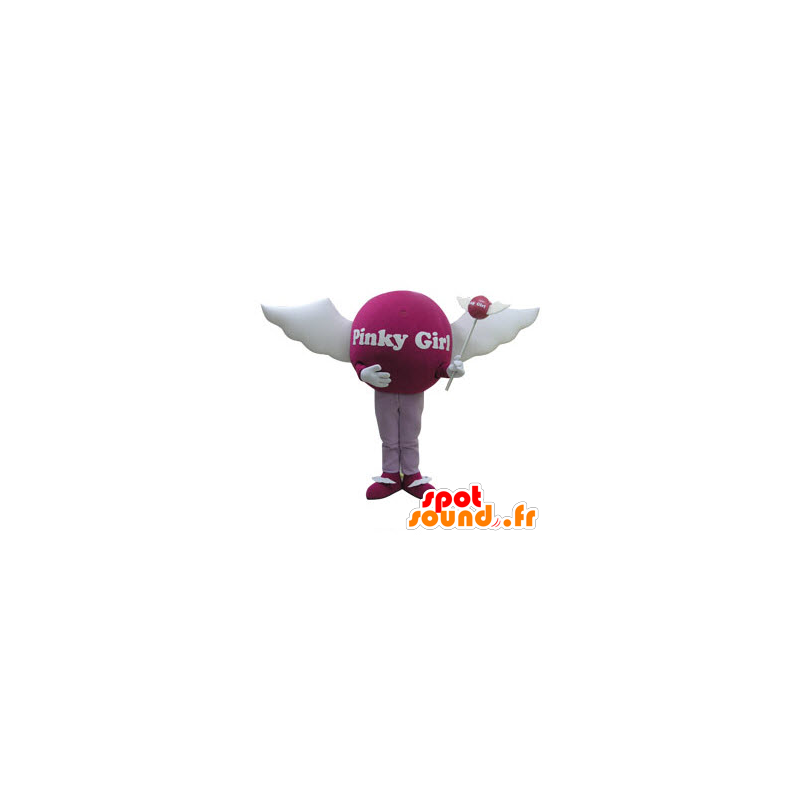 Mascotte de boule rose avec des ailes. Mascotte féminine - MASFR031110 - Mascottes d'objets