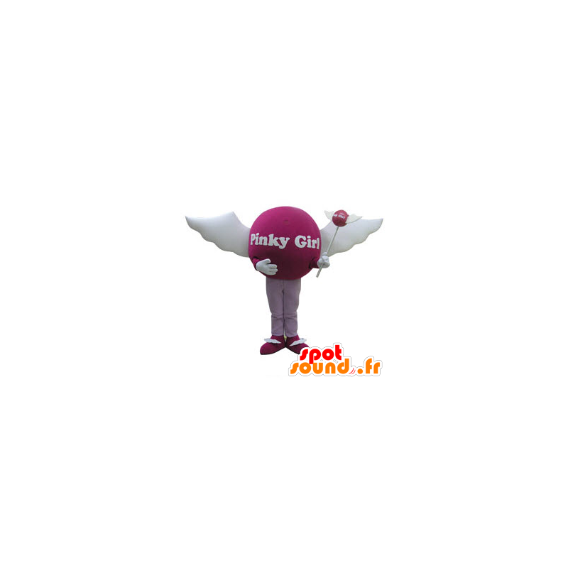 Roze bal mascotte met vleugels. vrouwelijke mascotte - MASFR031110 - mascottes objecten