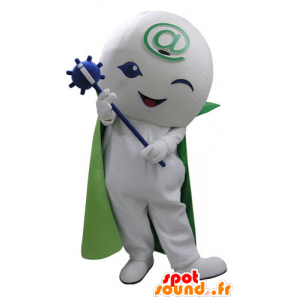 Mascote do boneco de neve branco com uma capa e uma varinha - MASFR031111 - Mascotes homem