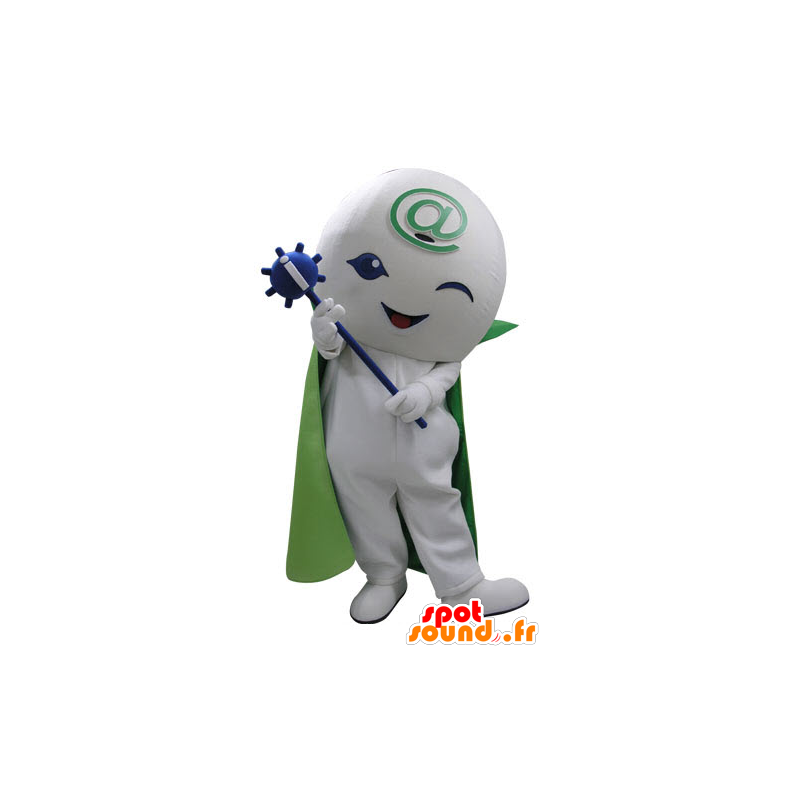 Mascotte pupazzo bianco con un mantello e una bacchetta - MASFR031111 - Umani mascotte