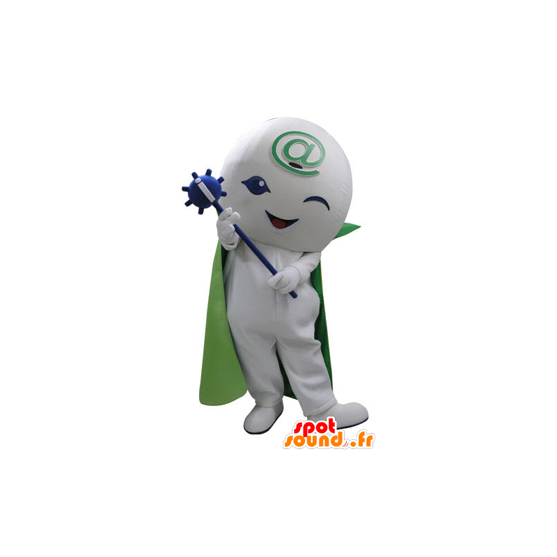 White snowman mascot with a cape and a wand - MASFR031111 - Human mascots